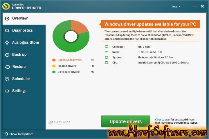 Auslogics Driver Updater : Version 2.0.0 (Software) full version Auslogics Driver Updater : Version 2.0.0 (Software) full version