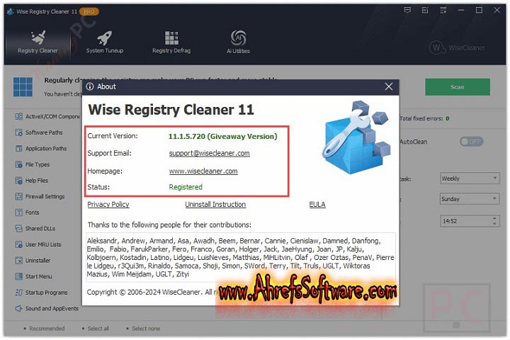 Wise Registry Cleaner Pro : Version 11.1.6.721 (Software 2024) full version Wise Registry Cleaner Pro : Version 11.1.6.721 (Software 2024) full version